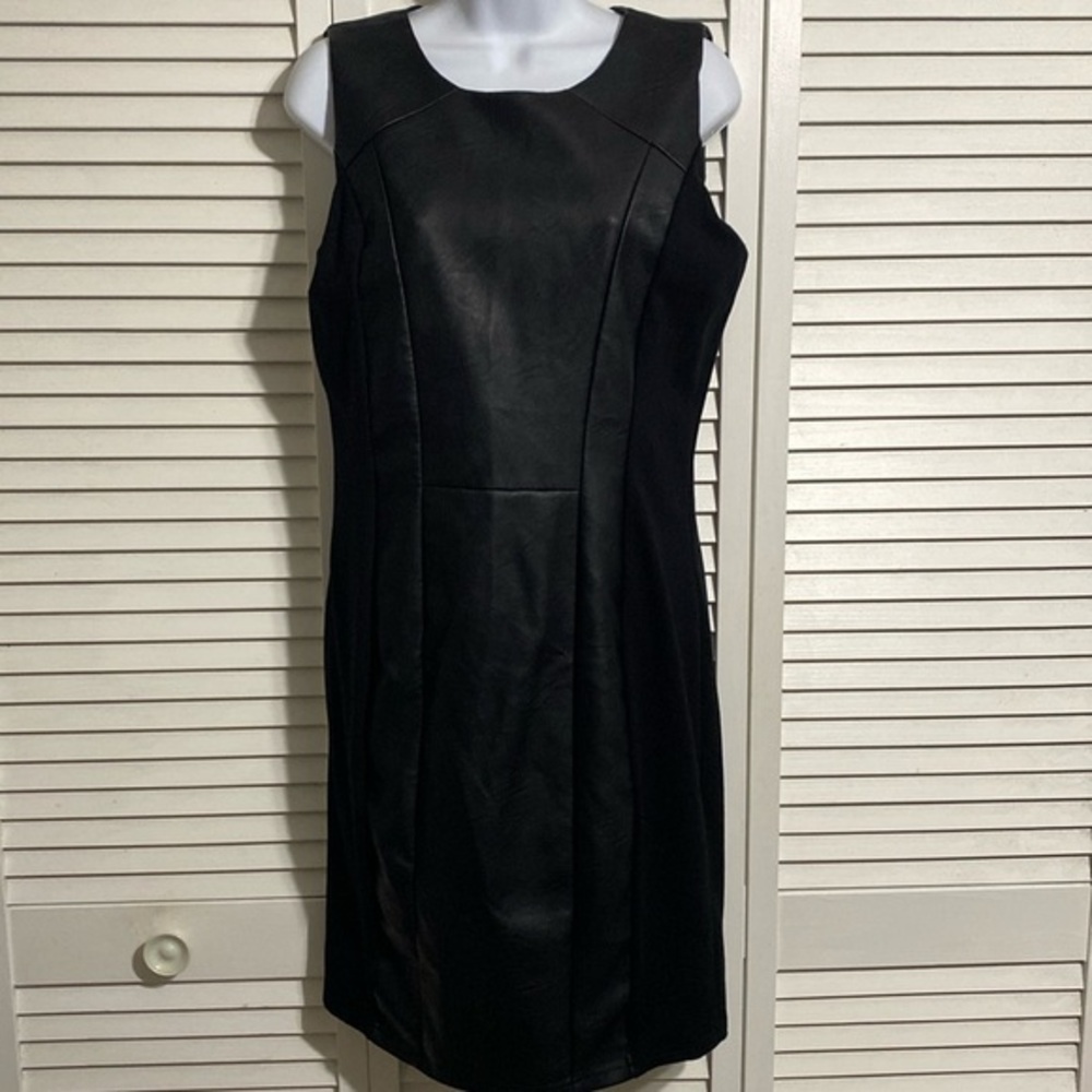 HARVE BENARD Faux leather black stretch dress